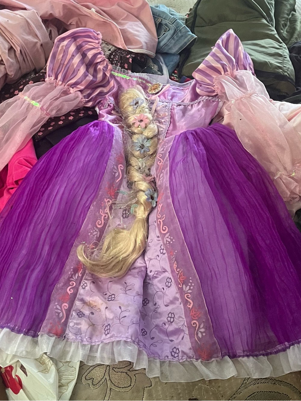 Disney Purple and Pink Princess Rapunzel Dress with Braided Hair